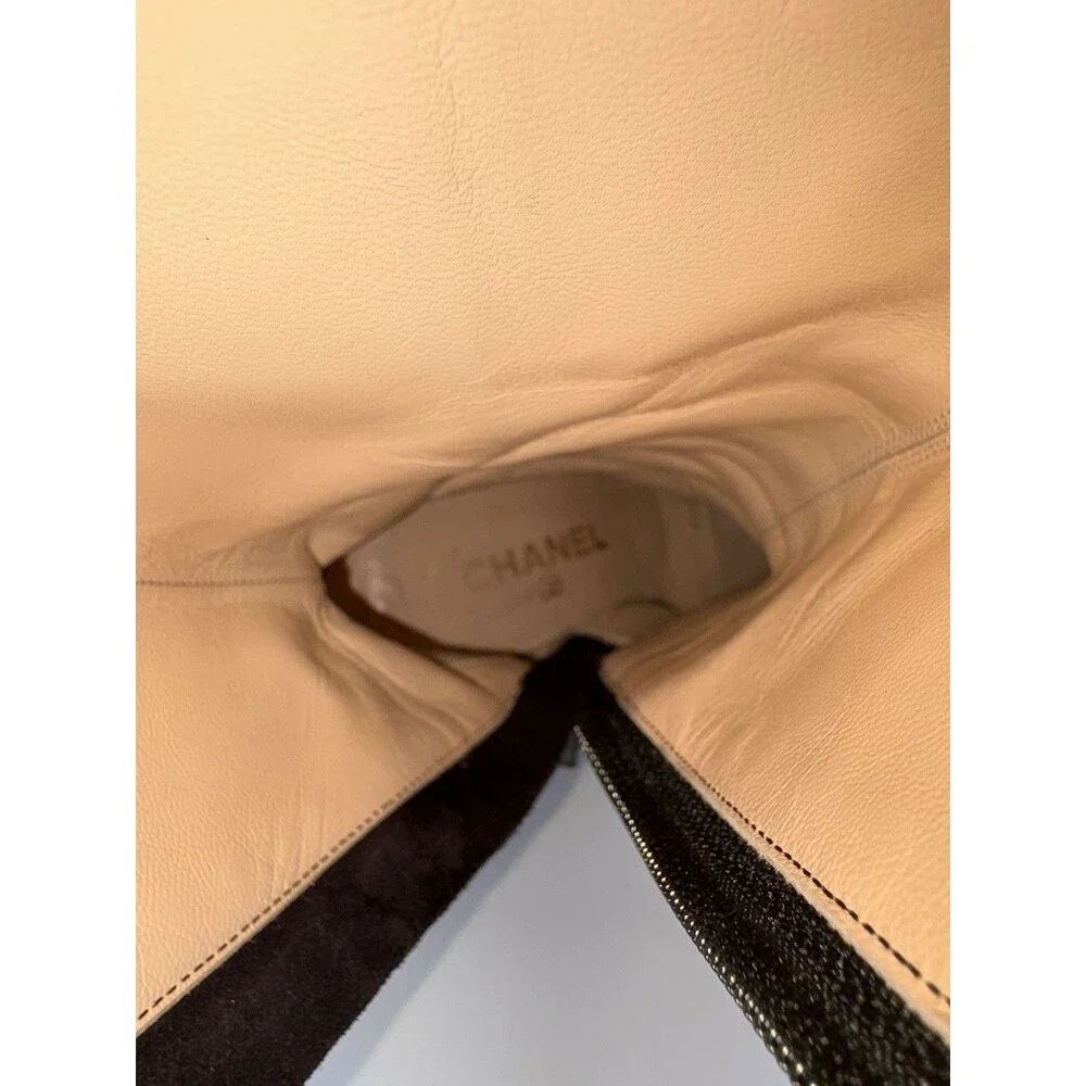 CHANEL black leather